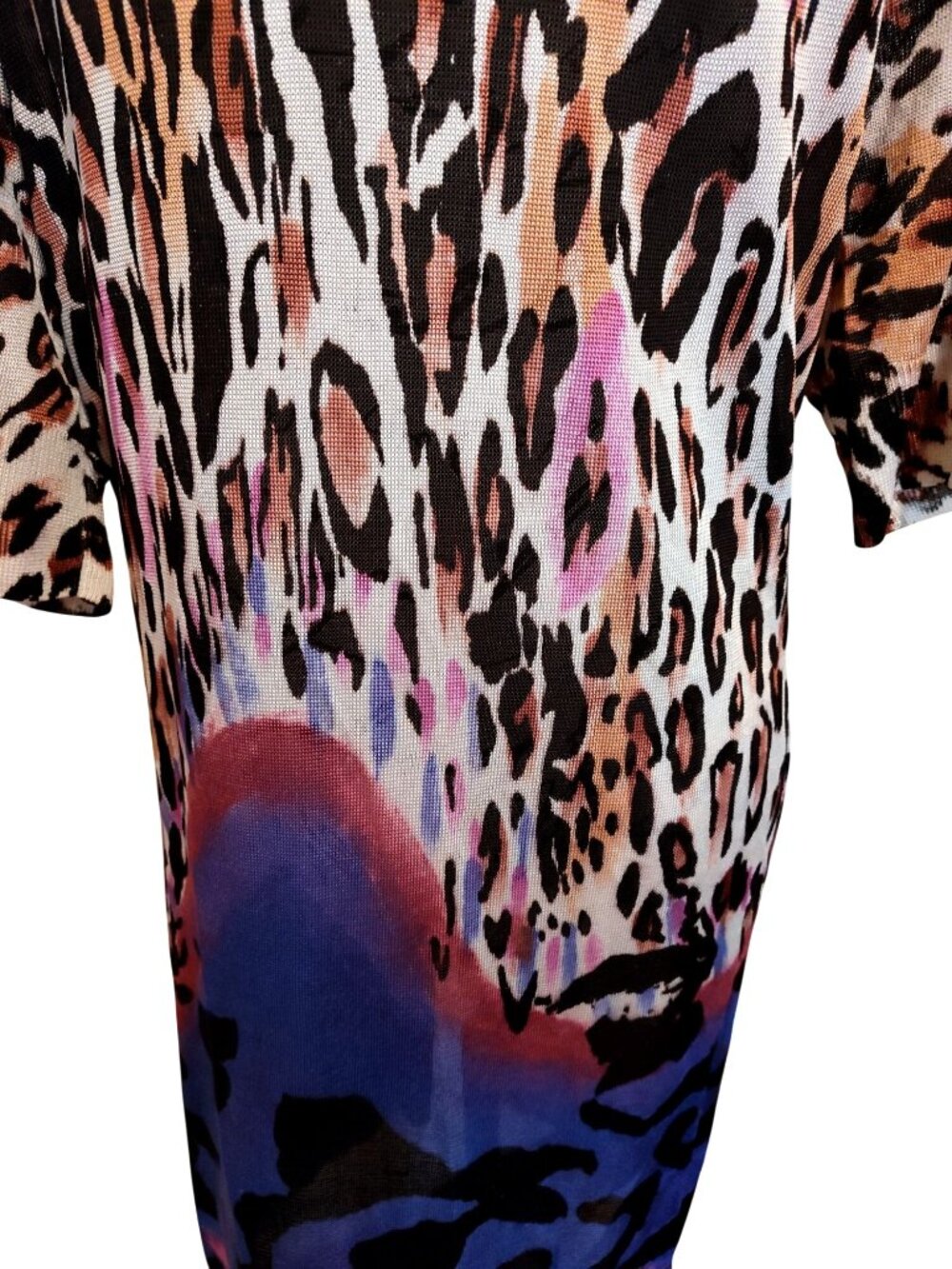 ADORE Animal Print Open Front Drape Cardigan With Pockets & 3/4 Sleeves Multicol - Picture 6 of 10